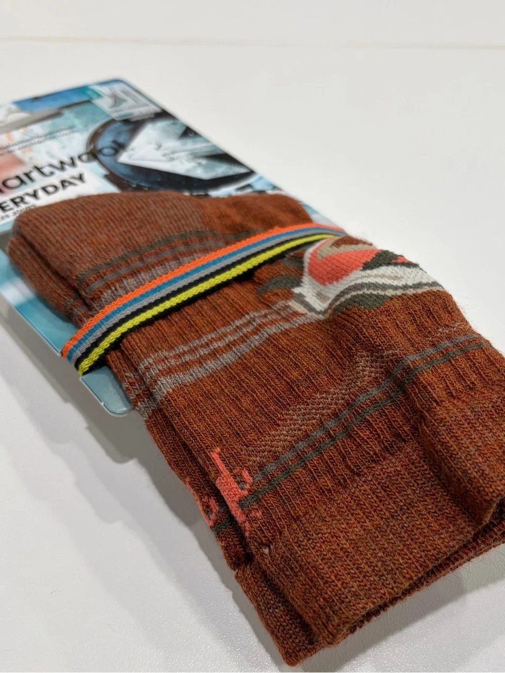 SmartWool Women's Small Everyday Hookset Socks Crew Red Brown NWT Wool Blend